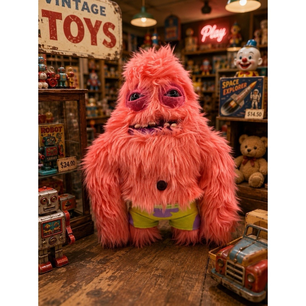 FUGGLER x SpongeBob Squarepants 9" PATRICK Pink Star Plush 2024 ZURU Spin Master